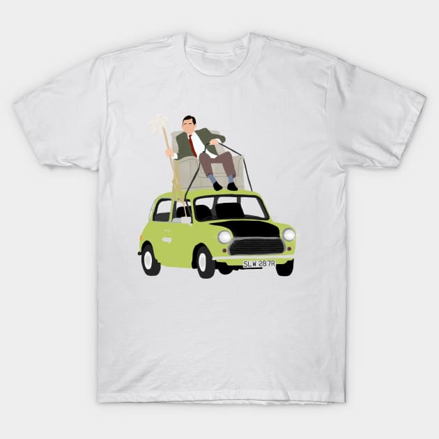Mr Bean driving his car from the roof T-Shirt by rachaelthegreat